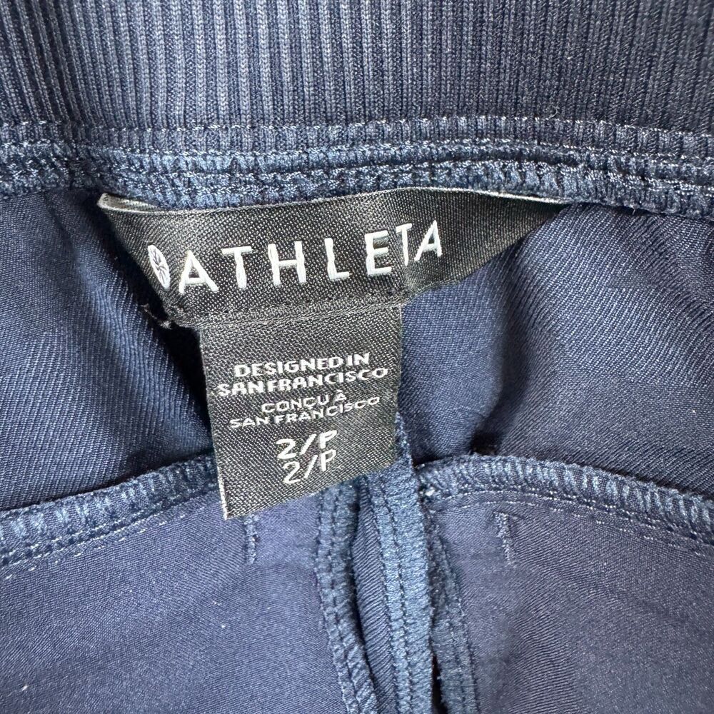 Athleta Brooklyn Camo Pants Women's 2 Petite Blue Navy Joggers Stretch - Picture 8 of 10
